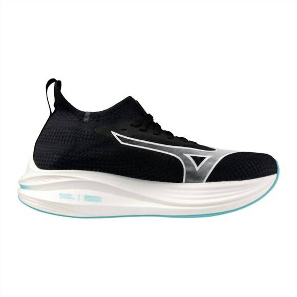 NEW MIZUNO women's neo zen running shoe in black-white